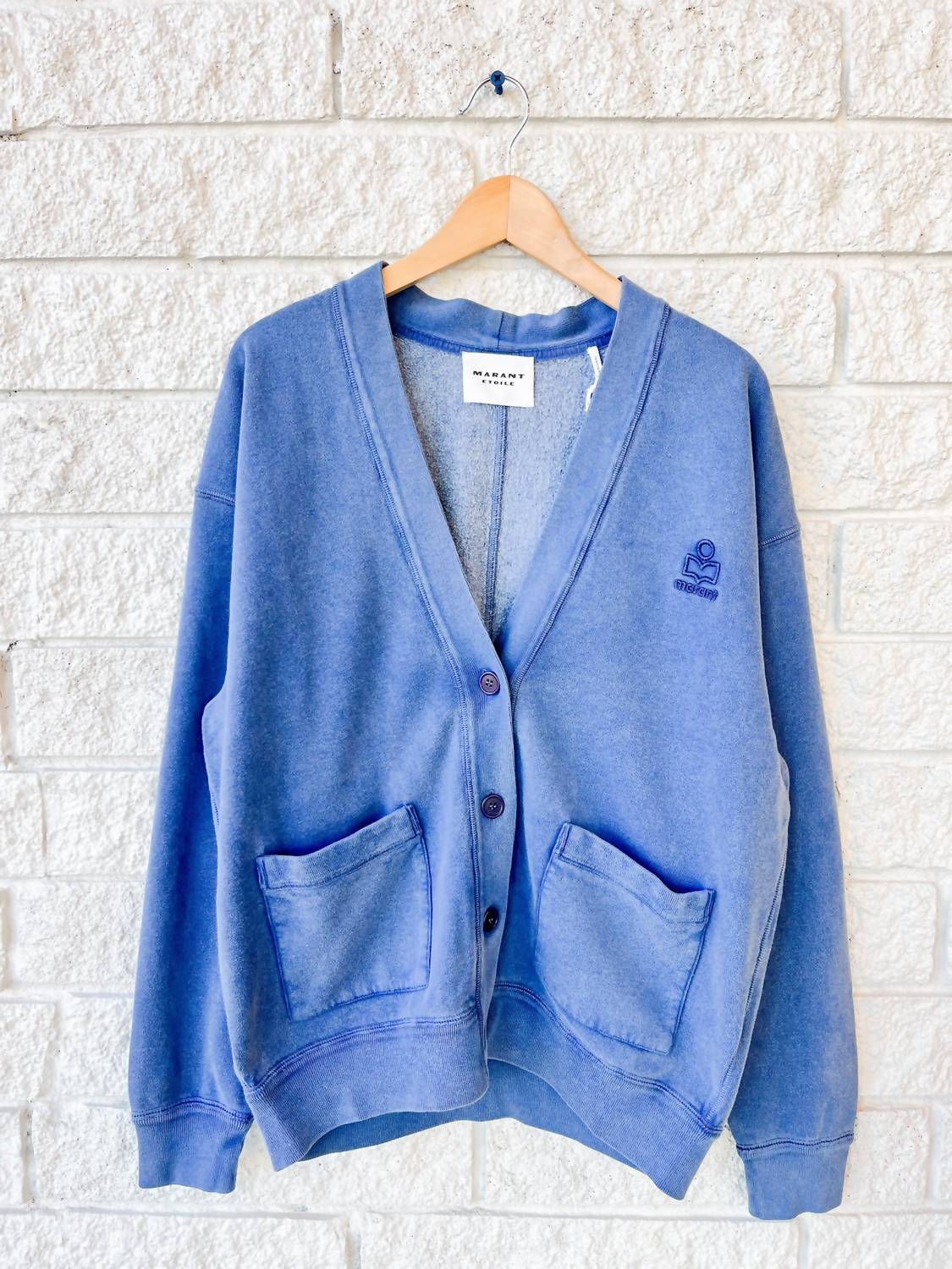 ISABEL MARANT Women's Stephy Long Sleeve Cardigan in indigo - women's cardigan - detail view