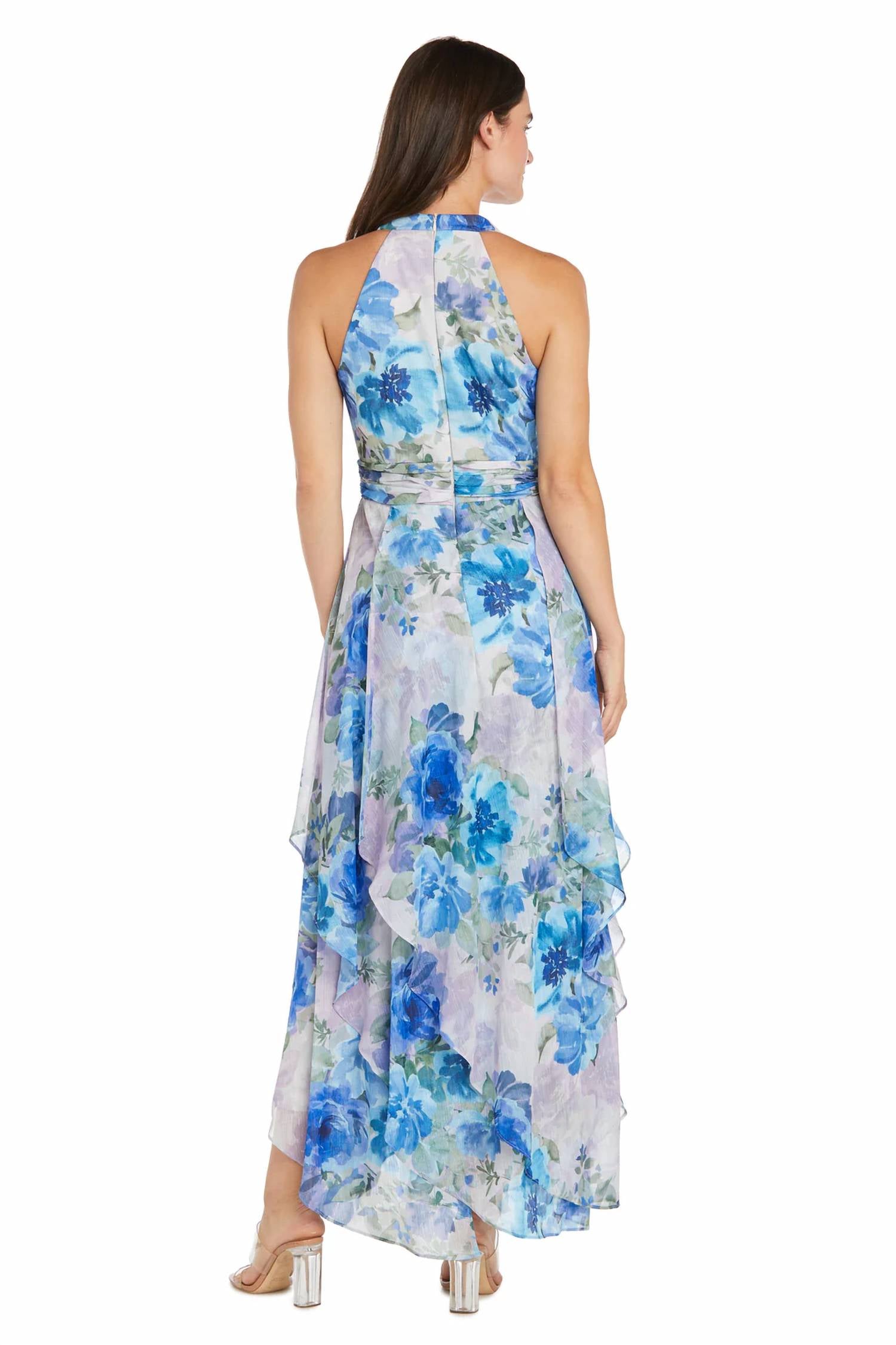 R&M Richards - Long Floral Printed Chiffon Daytime Dress