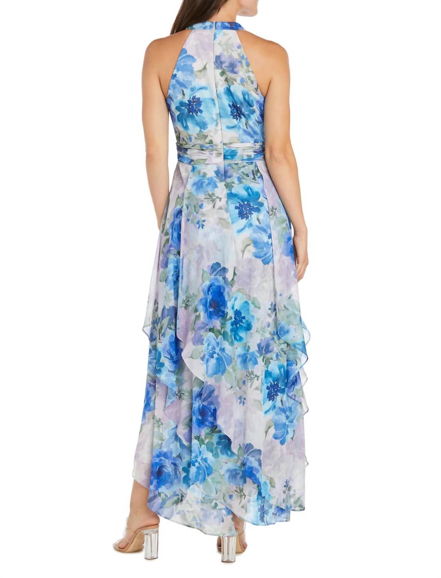 R&M Richards - Long Floral Printed Chiffon Daytime Dress
