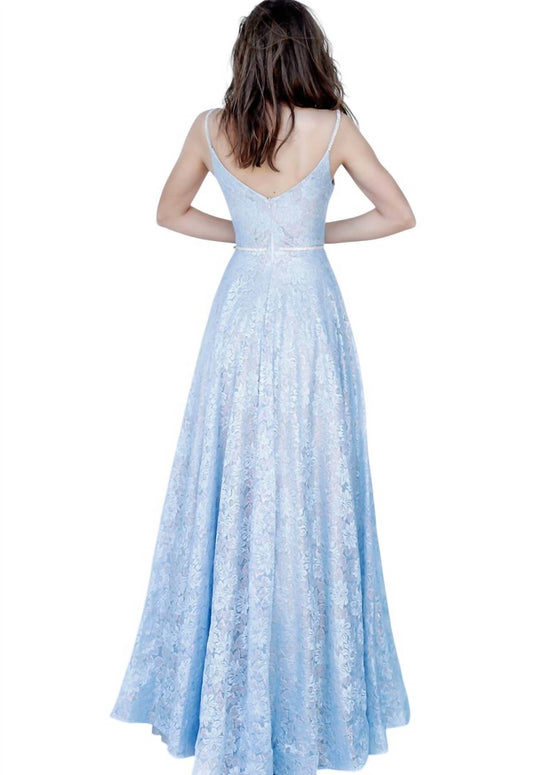 Jvn - Illusion Deep V-neck Lace Gown