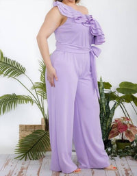 Karen T Design - One Shoulder Ruffle Jumpsuit