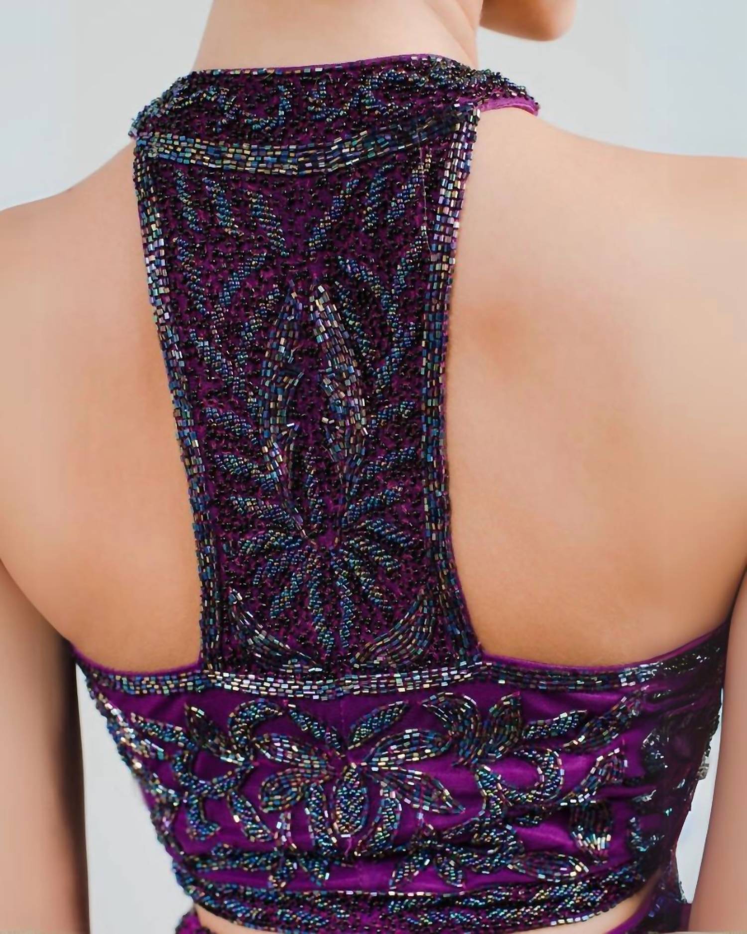 Zasa Chic - Embellished Crop Top Two Piece Gown