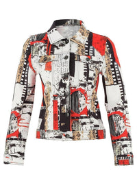 DOLCEZZA Women's Knit Jacket in red black white 1 - women's jacket