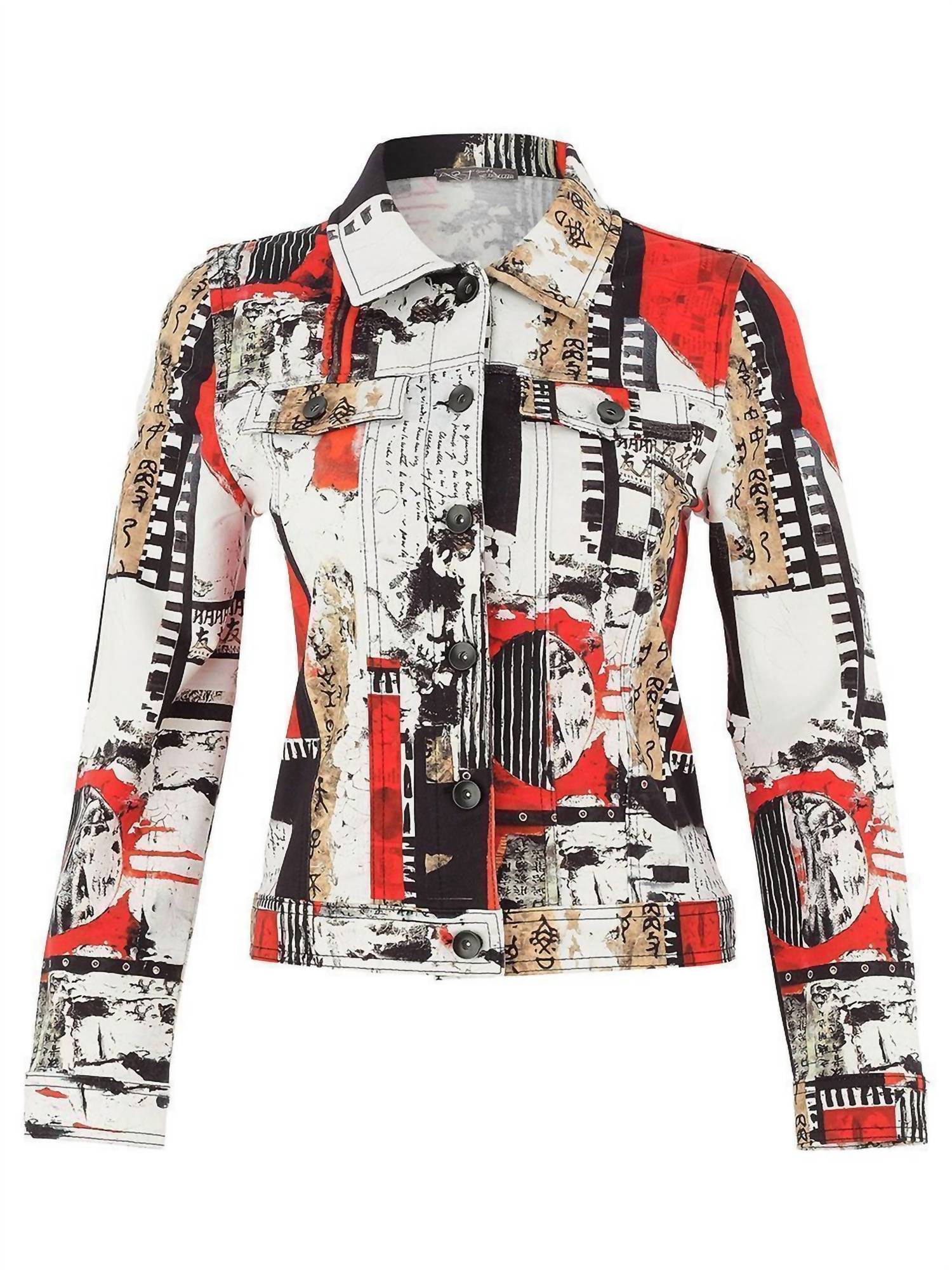 DOLCEZZA Women's Knit Jacket in red black white 1 - women's jacket