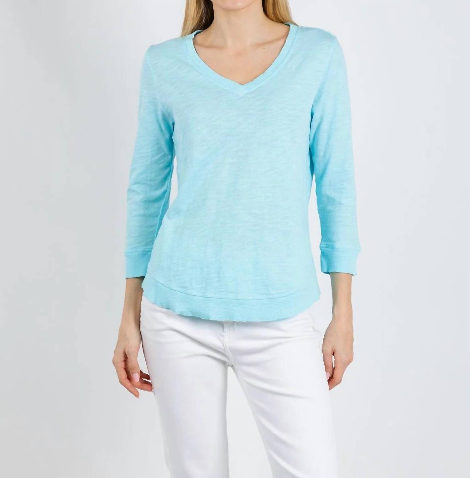 Elliott Lauren - Silvie Rib Three-quarter Sleeve V-neck Tee