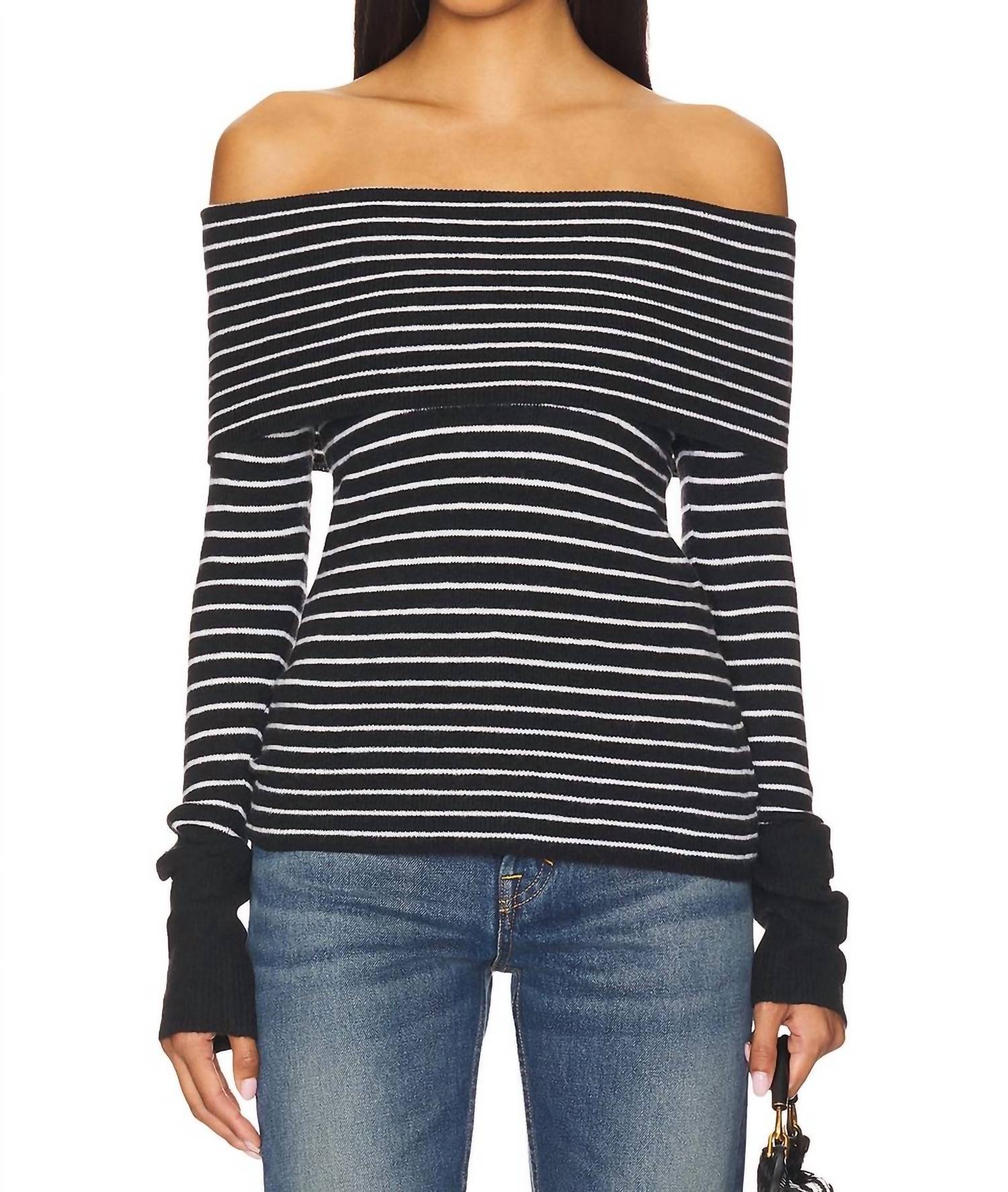 Free People Evergreen Sweater in black white 1 - women's sweater