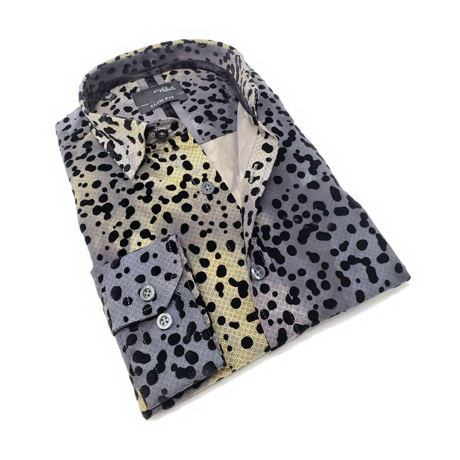 Eight X - Men's Button Down Shirt With Dot Flocking