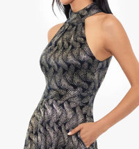 Betsy & Adam - Vilma Halter Neck Foil Print Maxi Dress