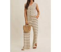 In February - Striped Button-down Knit Top