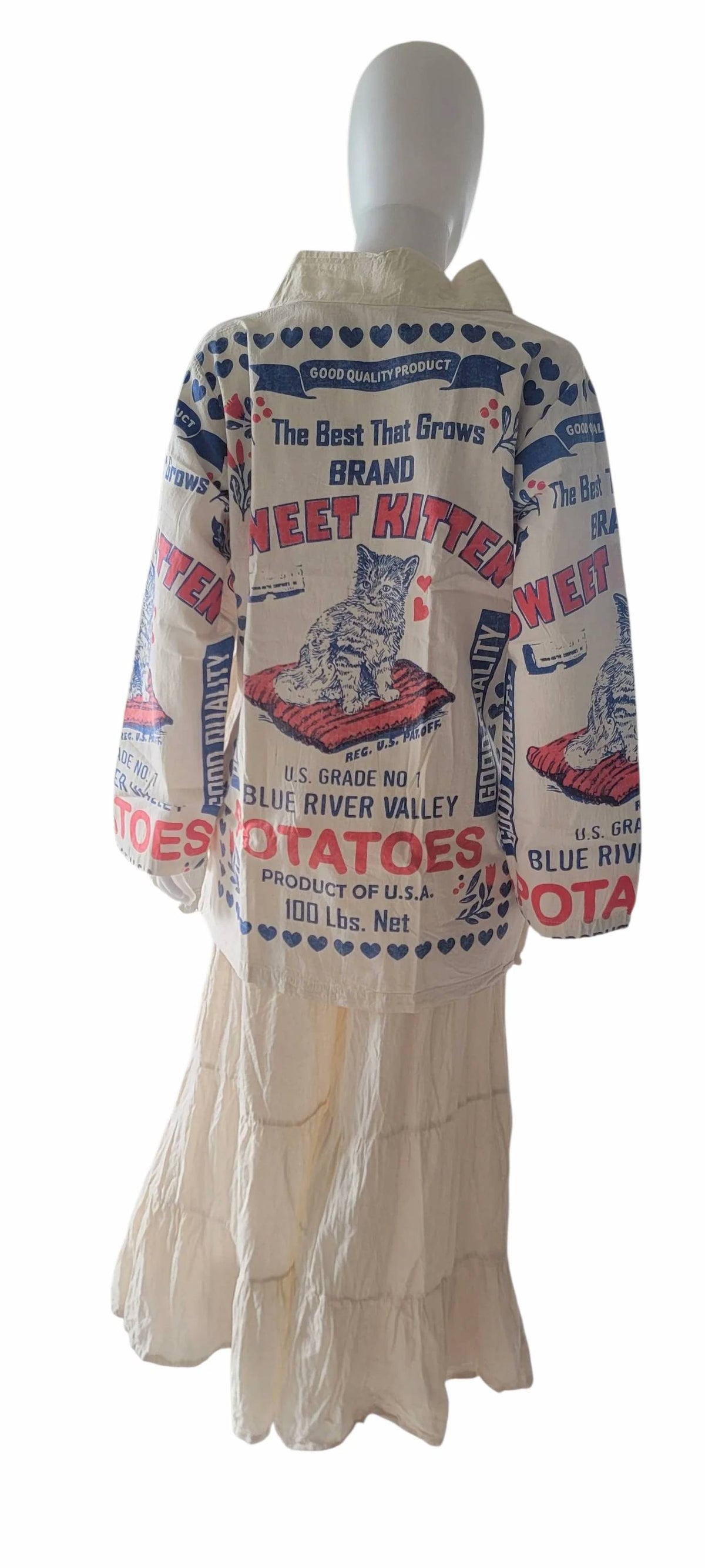 Evergreen Guardian Imports - Women's Flour Sack Vintage Print Cotton Jacket