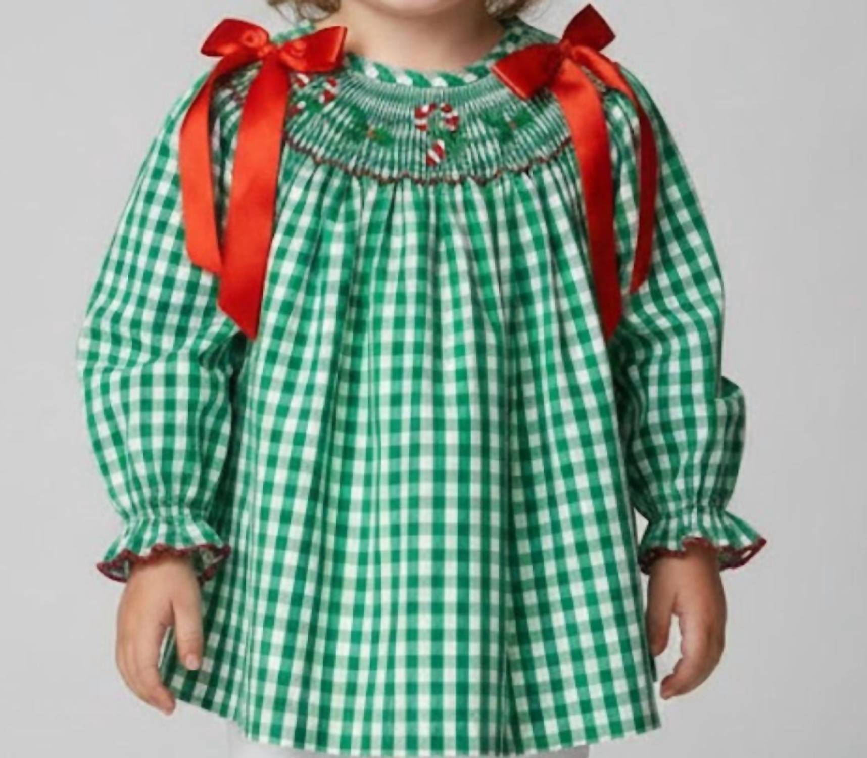 Delaney - Toddler Long Sleeve Candy Cane Bishop Dress