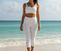 BBrazil Clothing Diamond Jacquard Lycra Textured Capri Leggings in white - women's pants - view 5