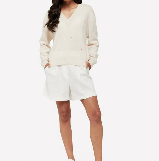 Brodie Cashmere - Little Pom Millie V-neck Jumper