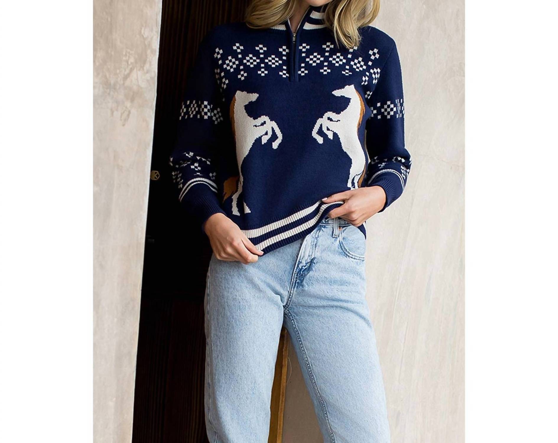Thml - Horse Novelty 1/2 Zip Sweater