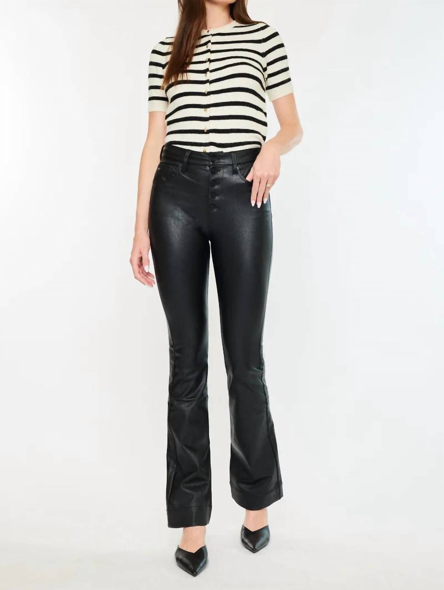 KanCan High Rise Bootcut Leather Jean in black - women's jeans