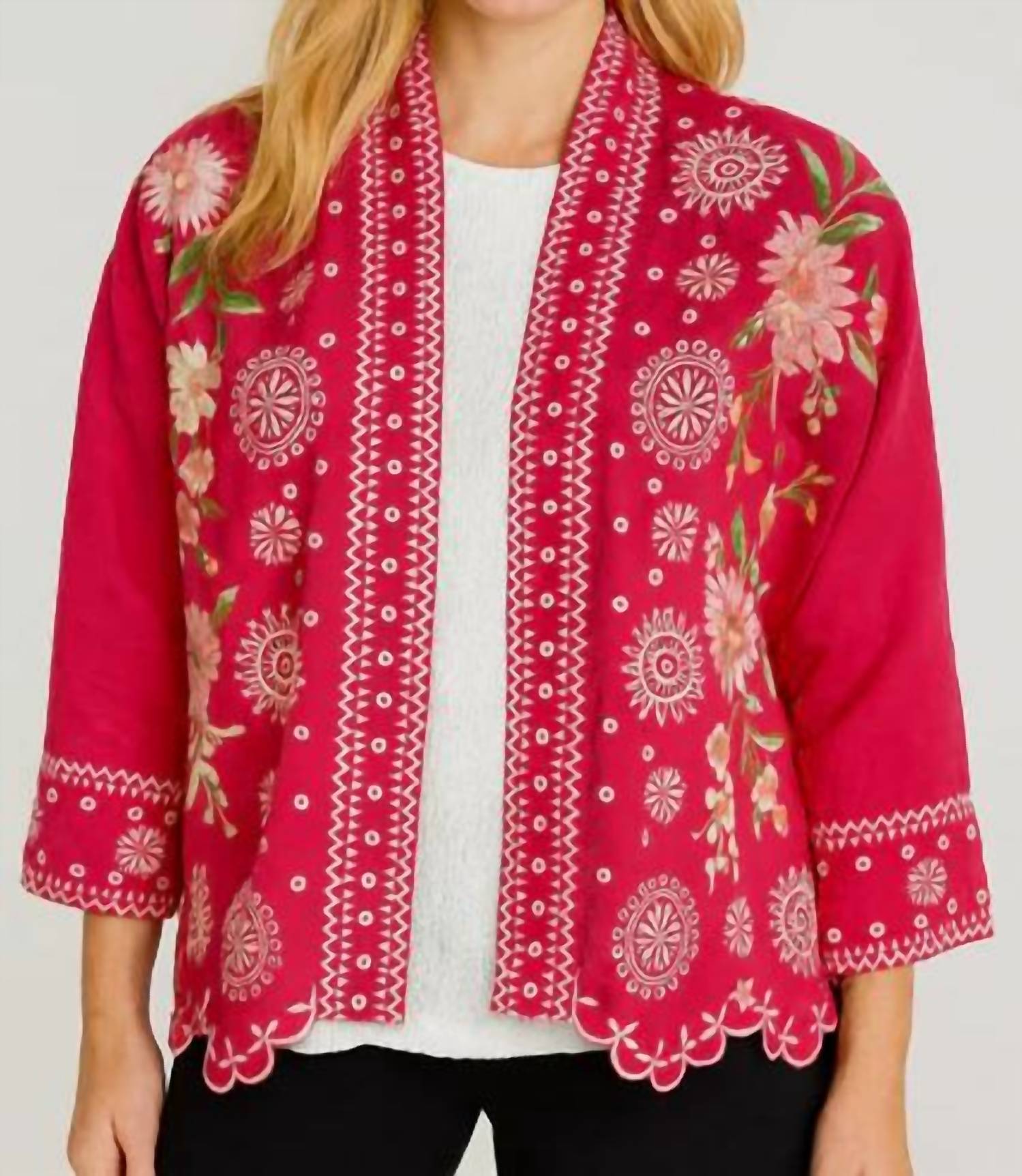 Johnny Was DELLA LINEN CROPPED KIMONO in jazzy - women's jacket