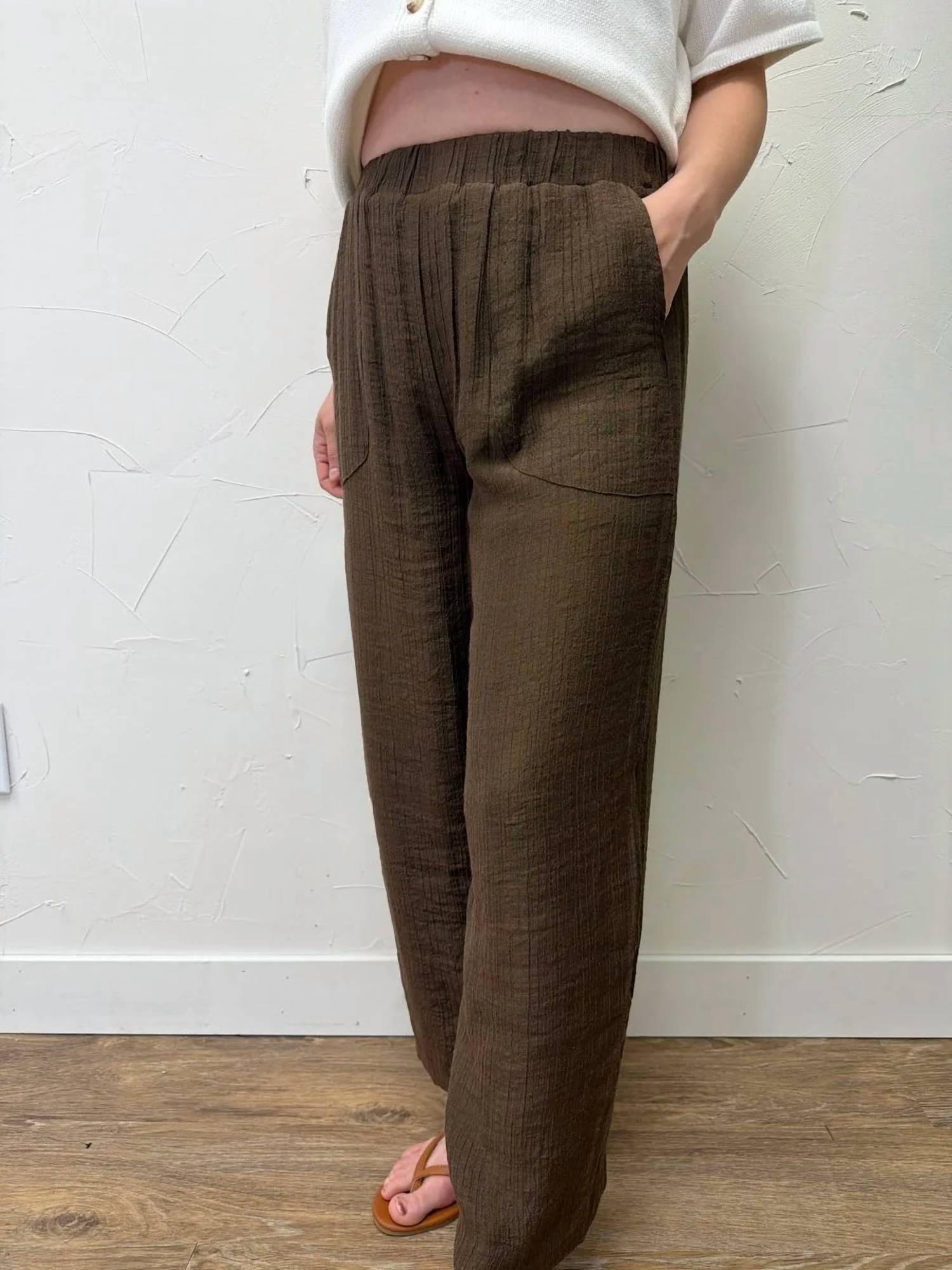 Blu Pepper - Textured High Elastic Waist Lounge Pants