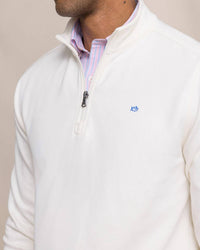 SOUTHERN TIDE Men's Sandy Cove Pique Quarter Zip Sweatshirt in sand white - men's shirt - view 4