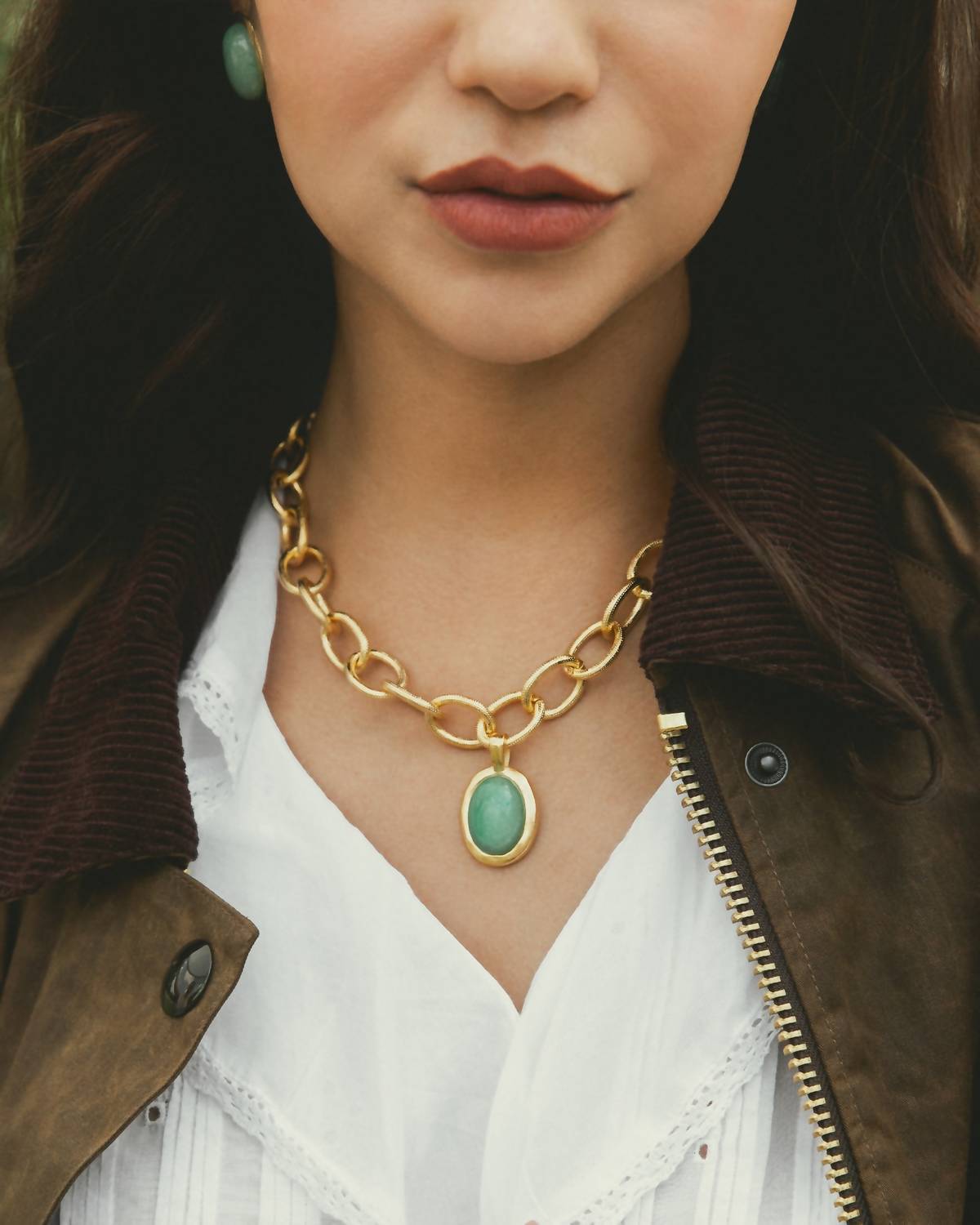Susan Shaw - Women's Cabochon Loop Chain Necklace