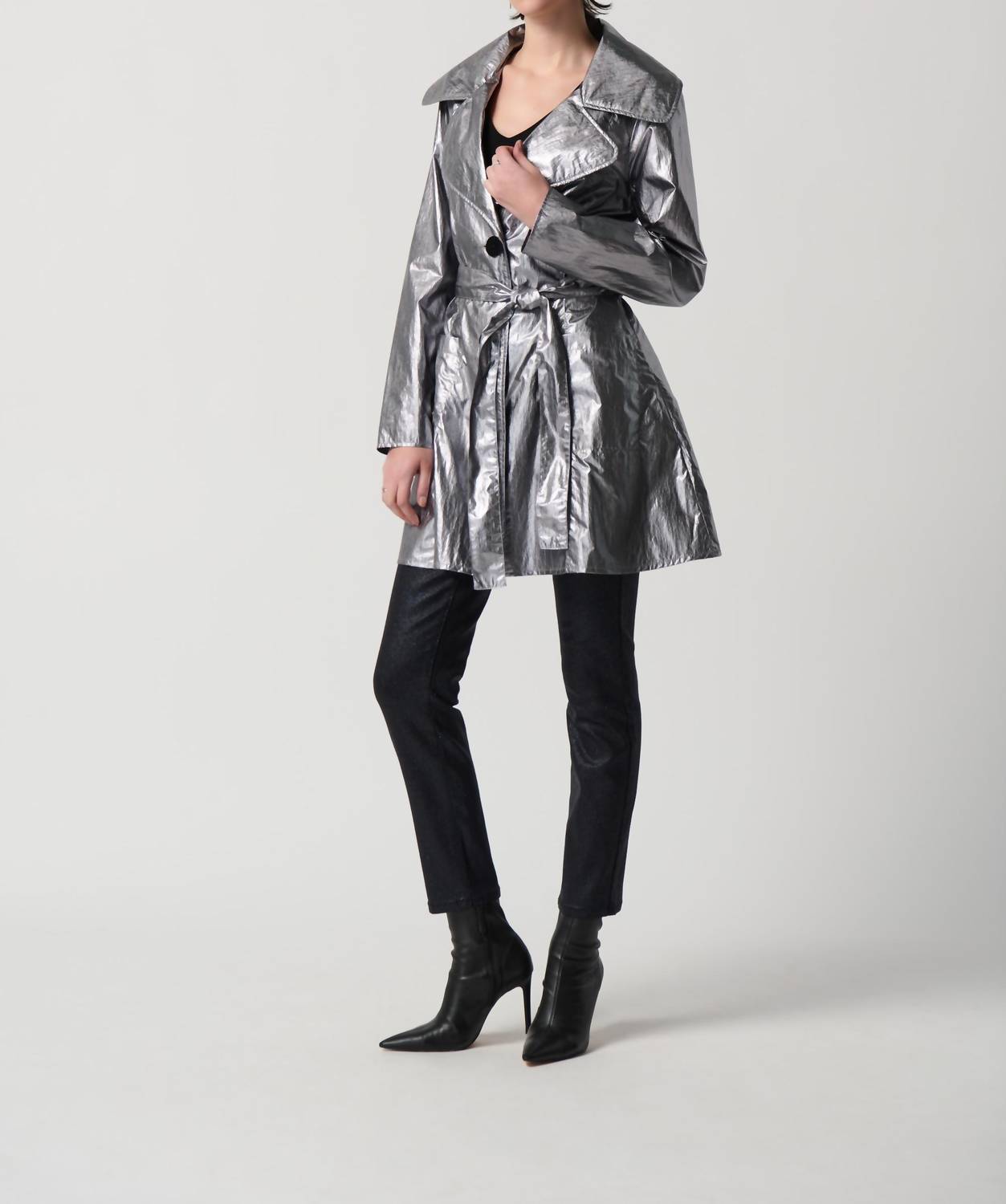 Joseph Ribkoff Metallic Double-breasted Jacket in silver - women's jacket - view 4
