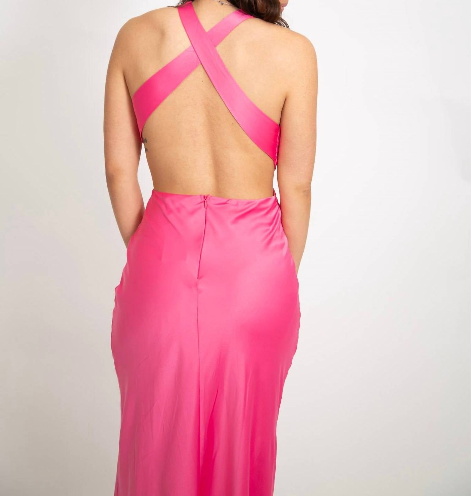 One And Only Collective - V Neck Side Cutout Cross Back Maxi Dress