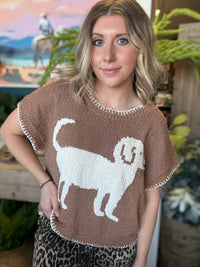 In February - Popcorn Sweater Top With Golden Puppy