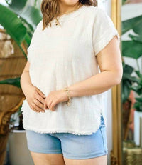 Doe And Rae - Frayed Gauze Top - Plus Size