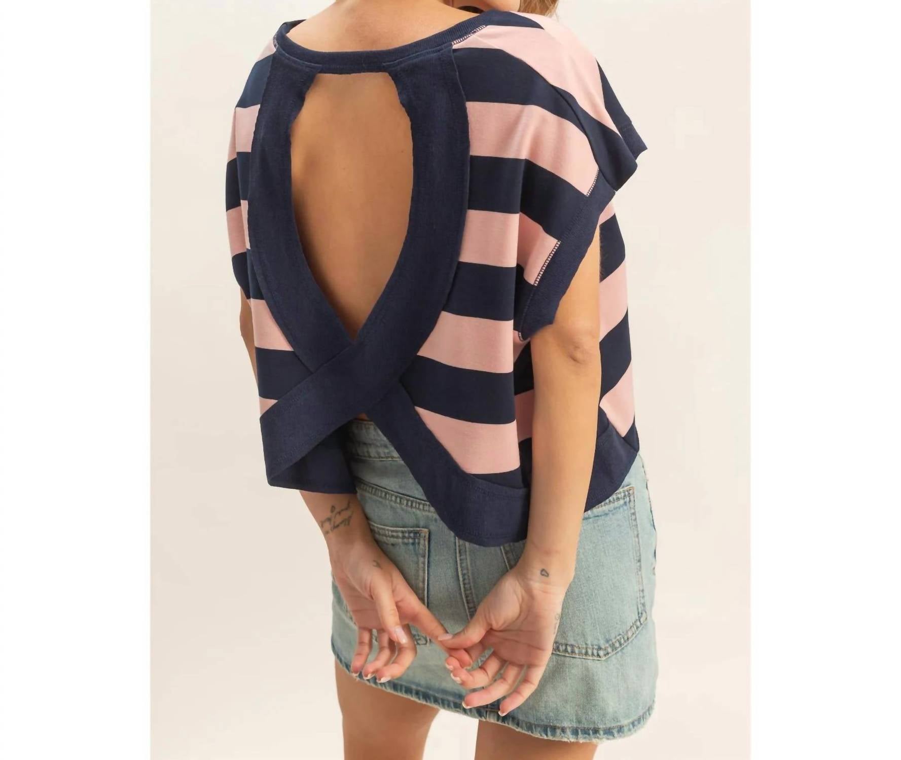 Hyfve - Striped Boxy Crew Neck Top