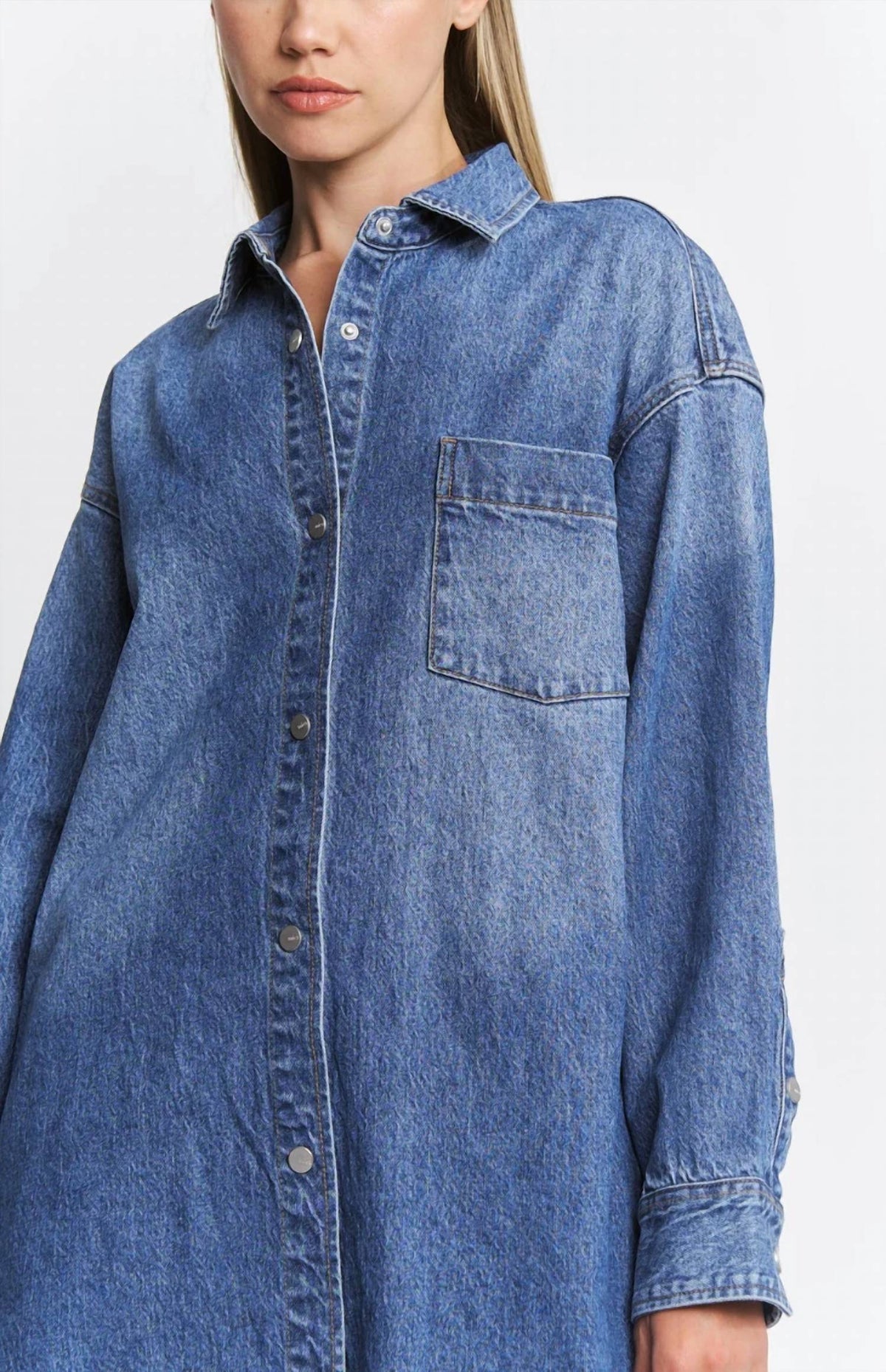 Mica Denim - Long Sleeve Mini Shirtdress