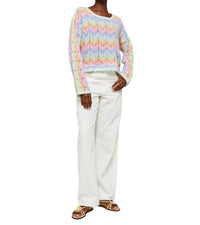 Brodie Cashmere - Rainbow Chevron Slash Neck Sweater