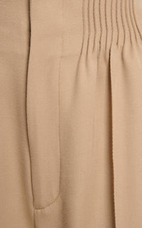 Chloe - Shirred High Rise Wool Gabardine Wide Leg Pants