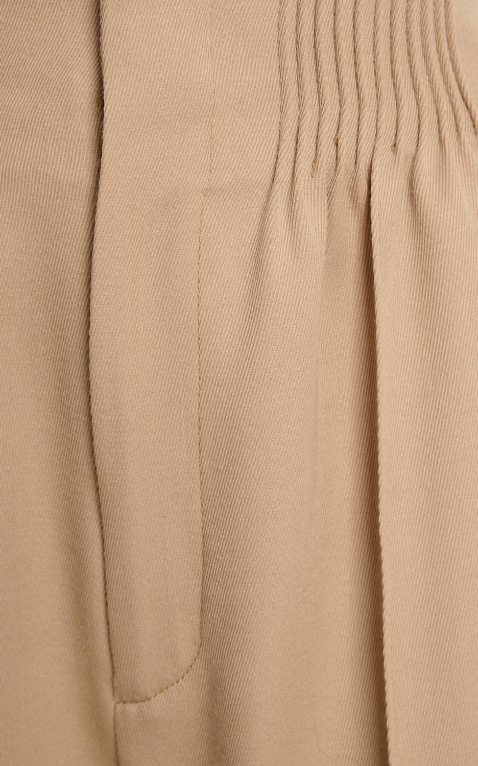 Chloe - Shirred High Rise Wool Gabardine Wide Leg Pants