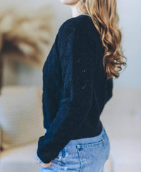 PINCH Tally Textured Knit Sweater in black - women's sweater - alternate view