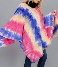 Funteze - Tie Dye Fringe Poncho