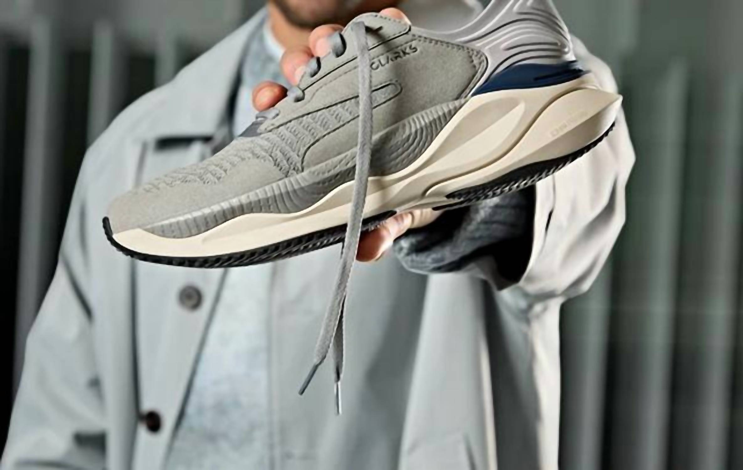 Clarks Men's Pace Walking Shoes in grey - men's shoe - detail view