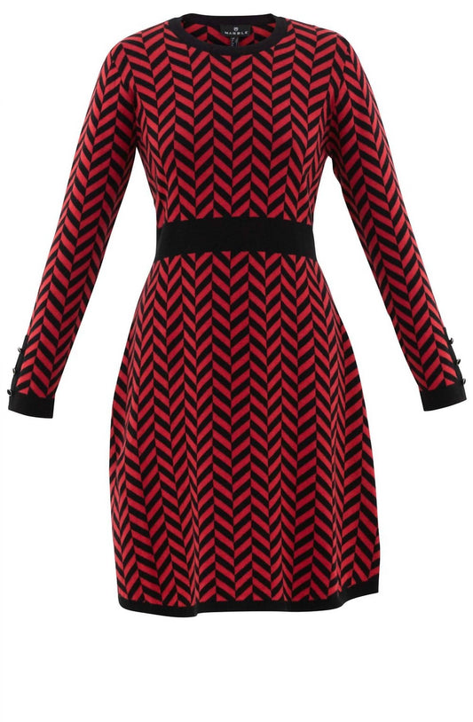 Marble - 2-Tone Chevron Sweater Dress