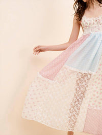 Rosa Clothing Lace Patchwork Halter Maxi Flare Dress in floral - women's dress - alternate view