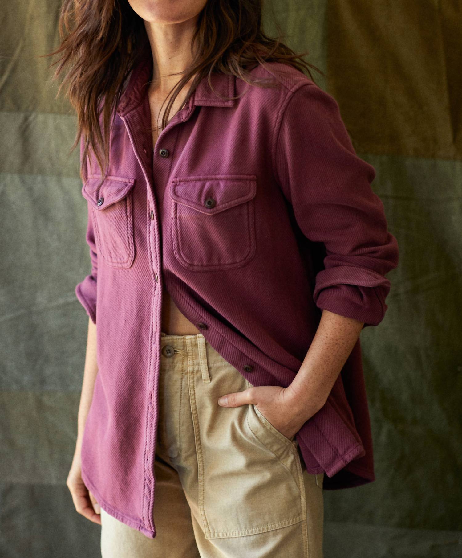 Outerknown Women's Chroma Blanket Shirt in plum - women's shirt