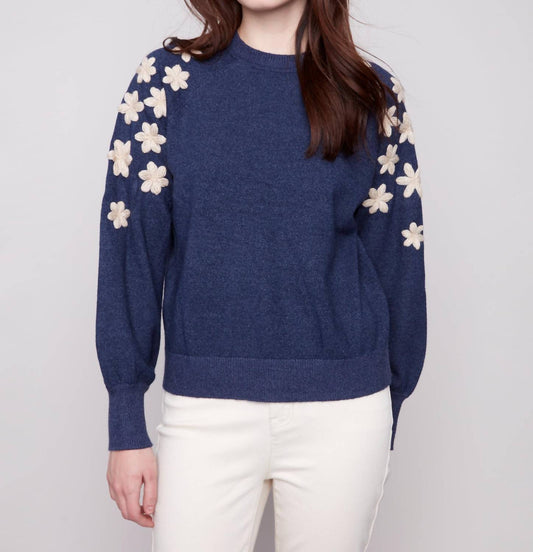 Charlie B - Crew Neck Sweater With Embroidery Details