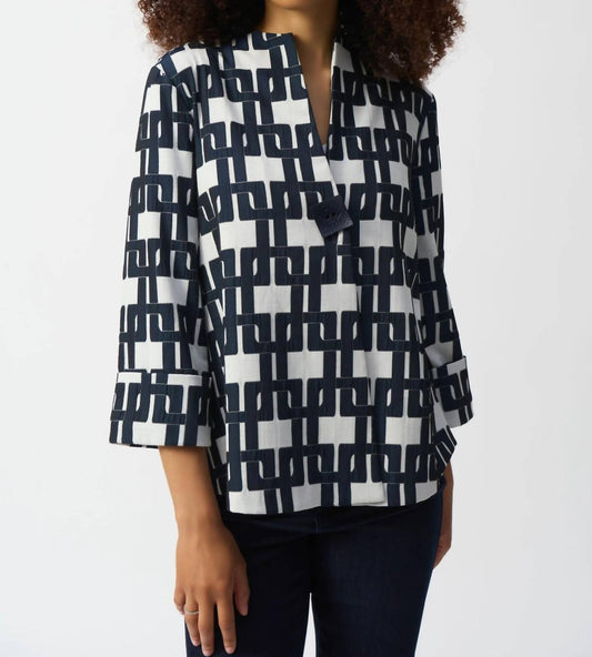 Joseph Ribkoff - Geometric Jacquard Trapeze Jacket