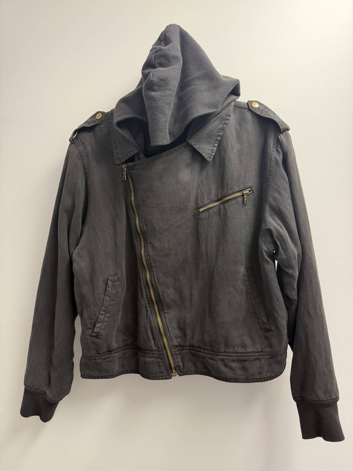 Monrow - Women's Hooded Moto Jacket