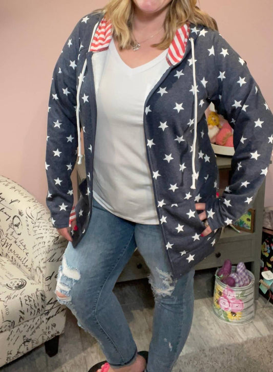 Michelle Mae - Stars and Stripes Zip Up Hoodie