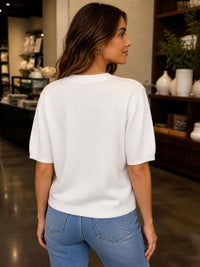 KLd. Signature Crew neck sweater in off white - women's sweater - alternate view