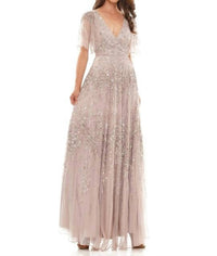 Colors Dress - Beaded Flutter Sleeve Gown