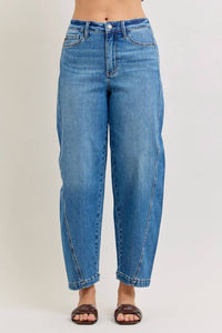 Judy Blue - High Waist Rigid Panel Barrel Jean