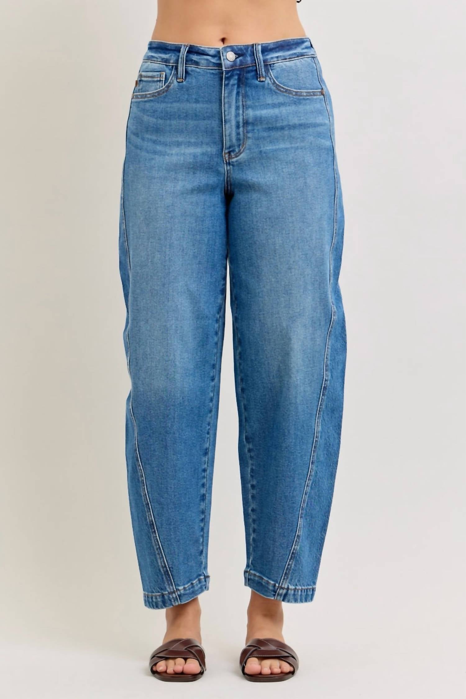 Judy Blue - High Waist Rigid Panel Barrel Jean