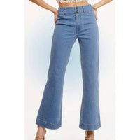 La Miel - Women's High Waist Wide Leg Light Wash Denim Jeans