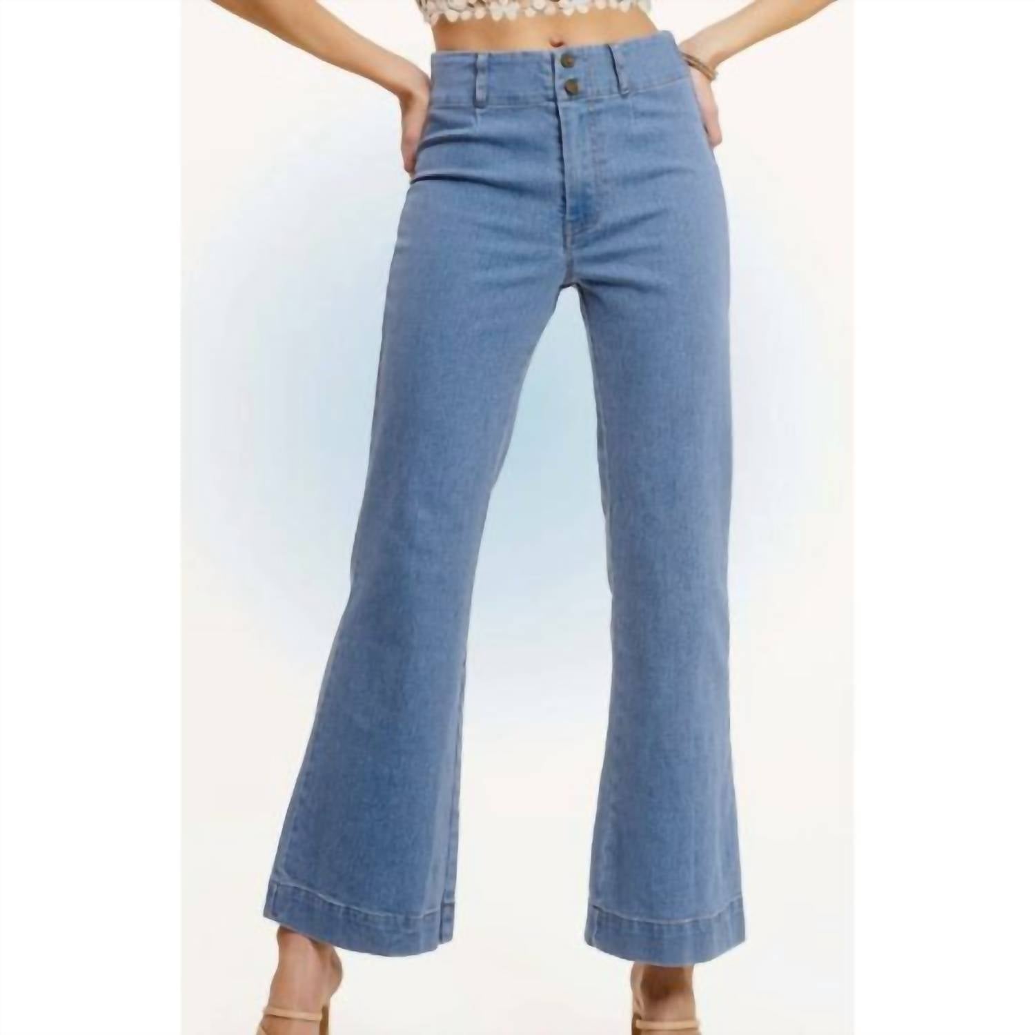 La Miel - Women's High Waist Wide Leg Light Wash Denim Jeans
