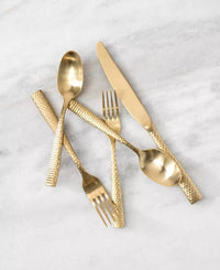 Fortessa - Lucca Faceted Brushed Flatware – 20‑piece Set