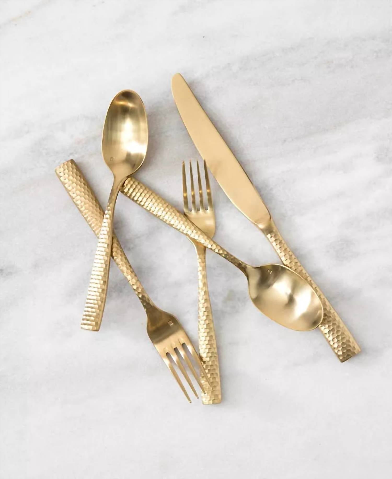Fortessa - Lucca Faceted Brushed Flatware – 20‑piece Set
